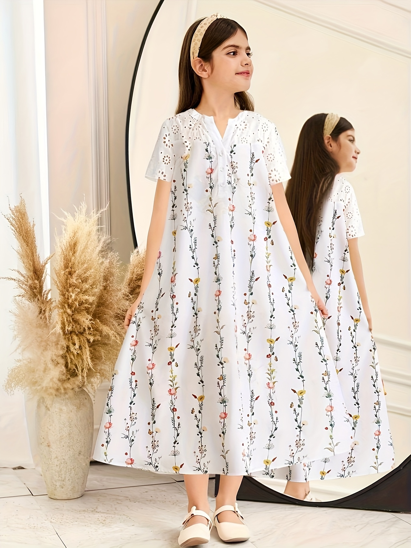 girls floral print maxi dress elegant floral dresses teens - Temu Oman
