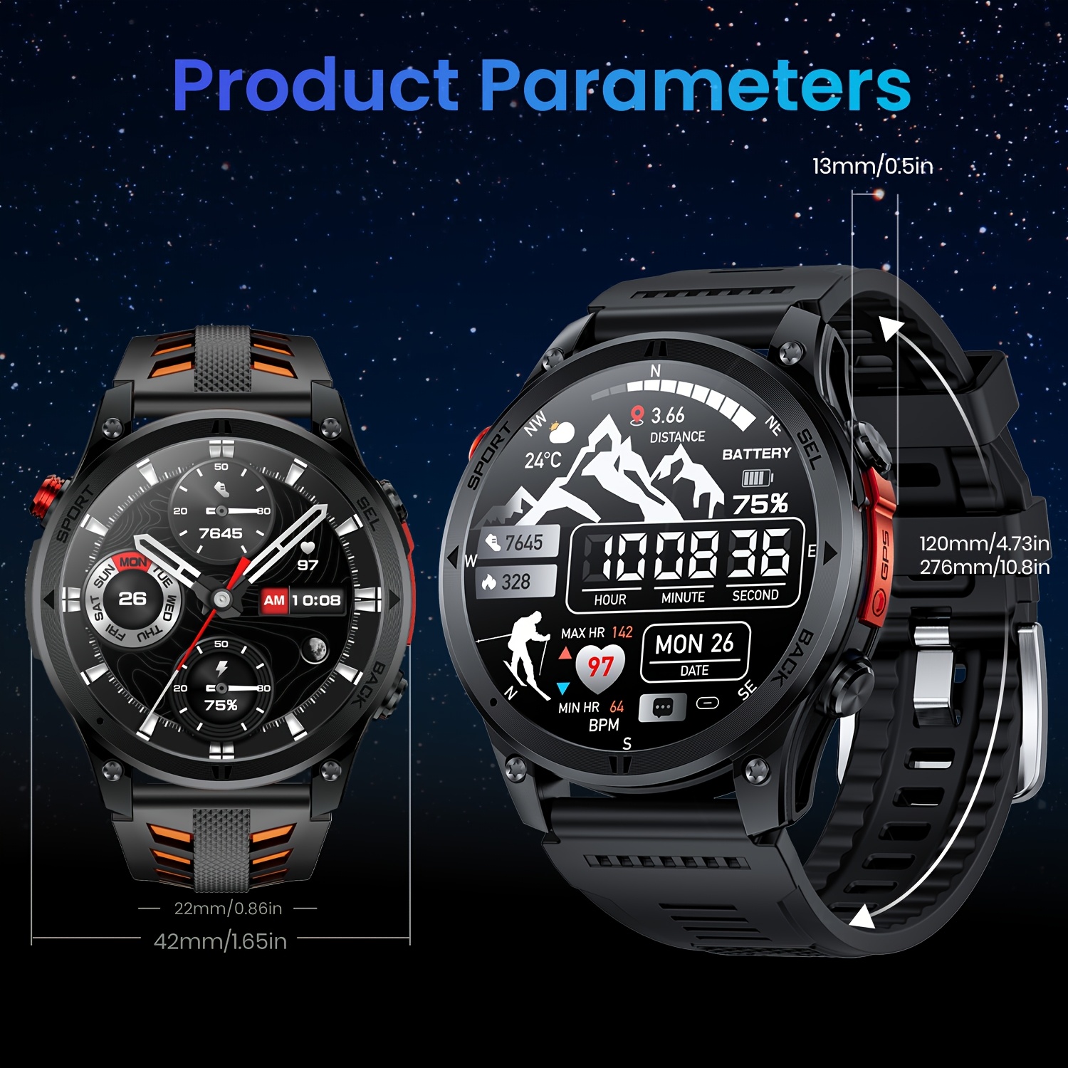 Men's Outdoor Smartwatch with GPS and Compass Function