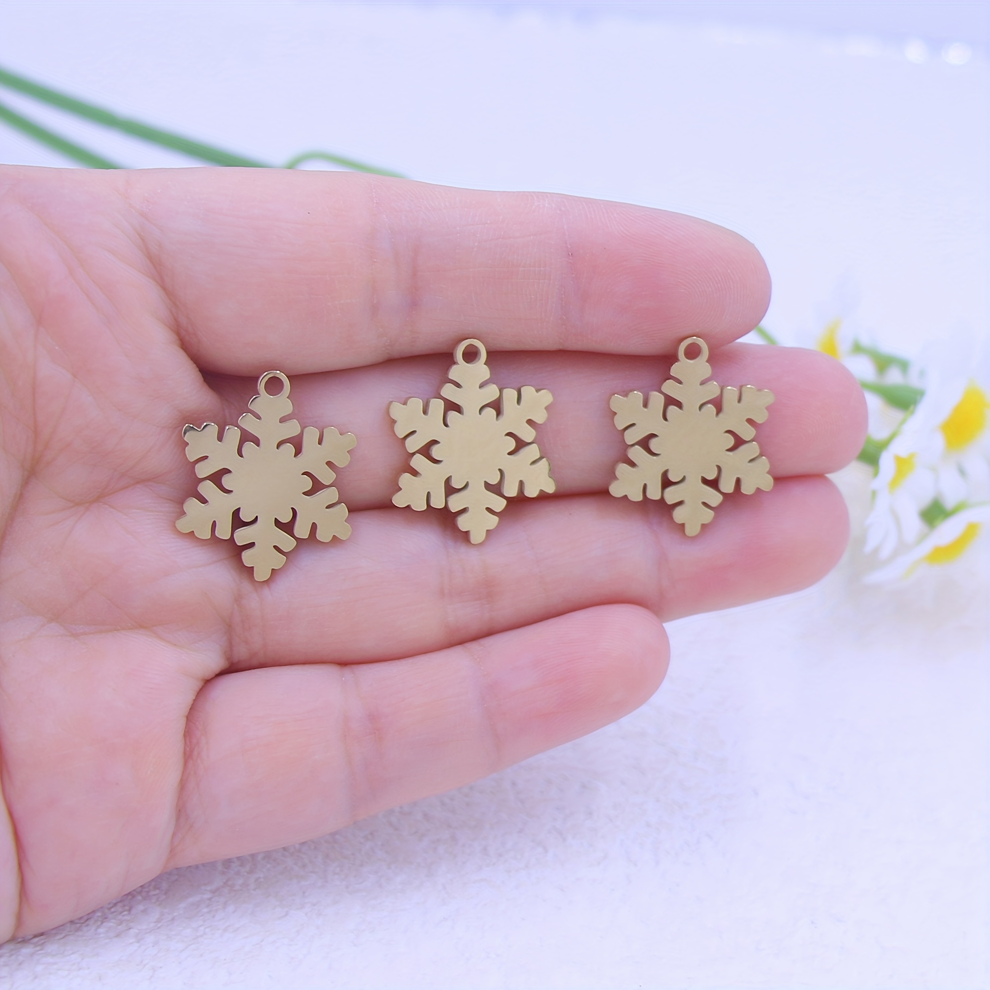 TEMU 3-pack 304 Stainless Steel Material Pendant Additions Christmas Snowflake Pendant Used For Jewelry Making Earrings Bracelets Necklace Additions