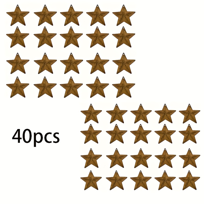 Image of 40 Rust Metal Stars Metal Craft Stars 3.9cm Suitable For Holiday Wreath Home Decoration, Event Party Decoration, Christmas, Thanksgiving Decoration, With Aperture Hung