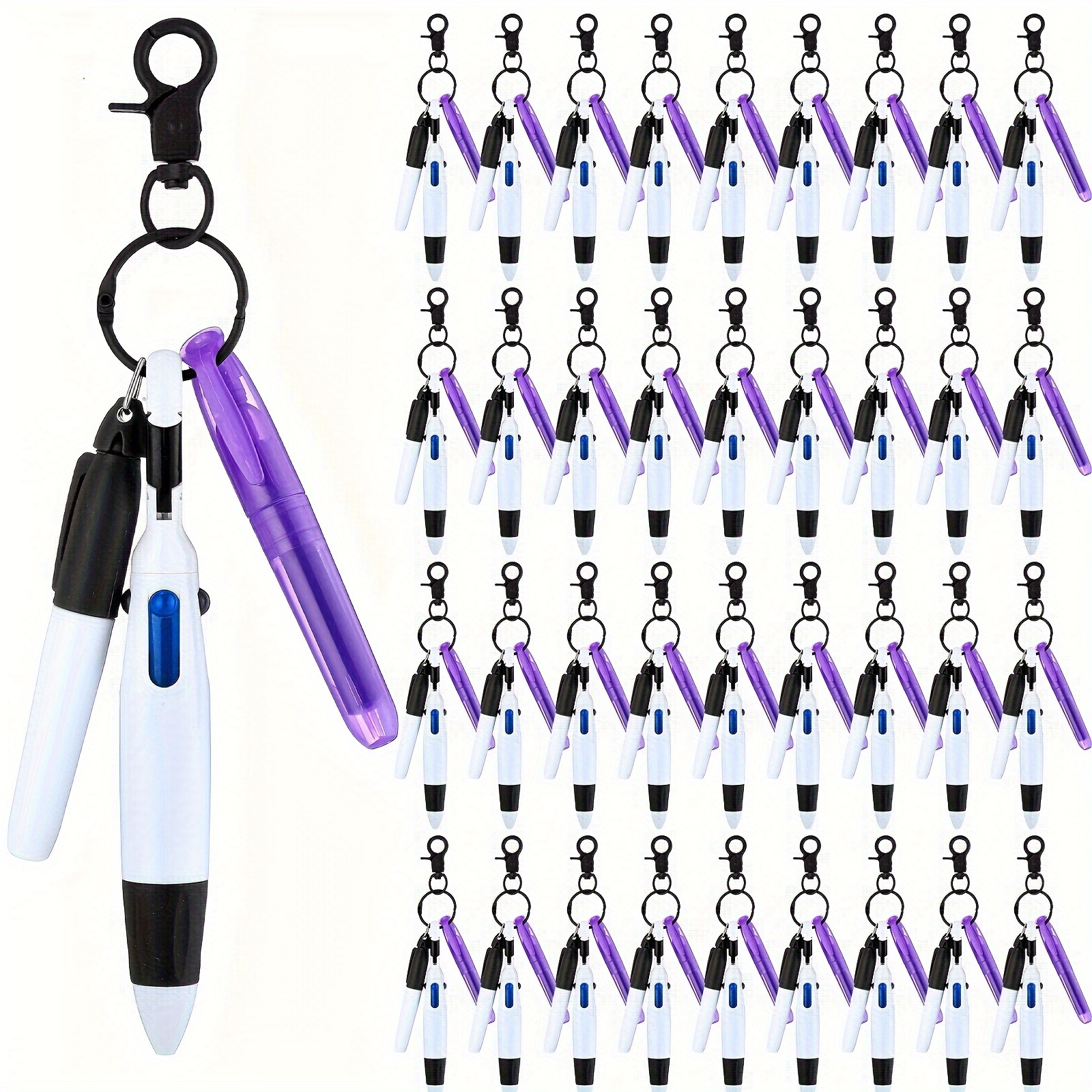 TEMU 200 Pcs Nurse Pen Set Retractable Ball Pen 4 In 1 Multicolored Ballpoint Pens Mini Highlighters Permanent Marker Nursing Keychain Clip For Badge