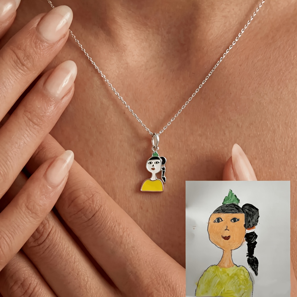 Custom Photo Golden Printed Necklace — Personalized Graffiti Pendant