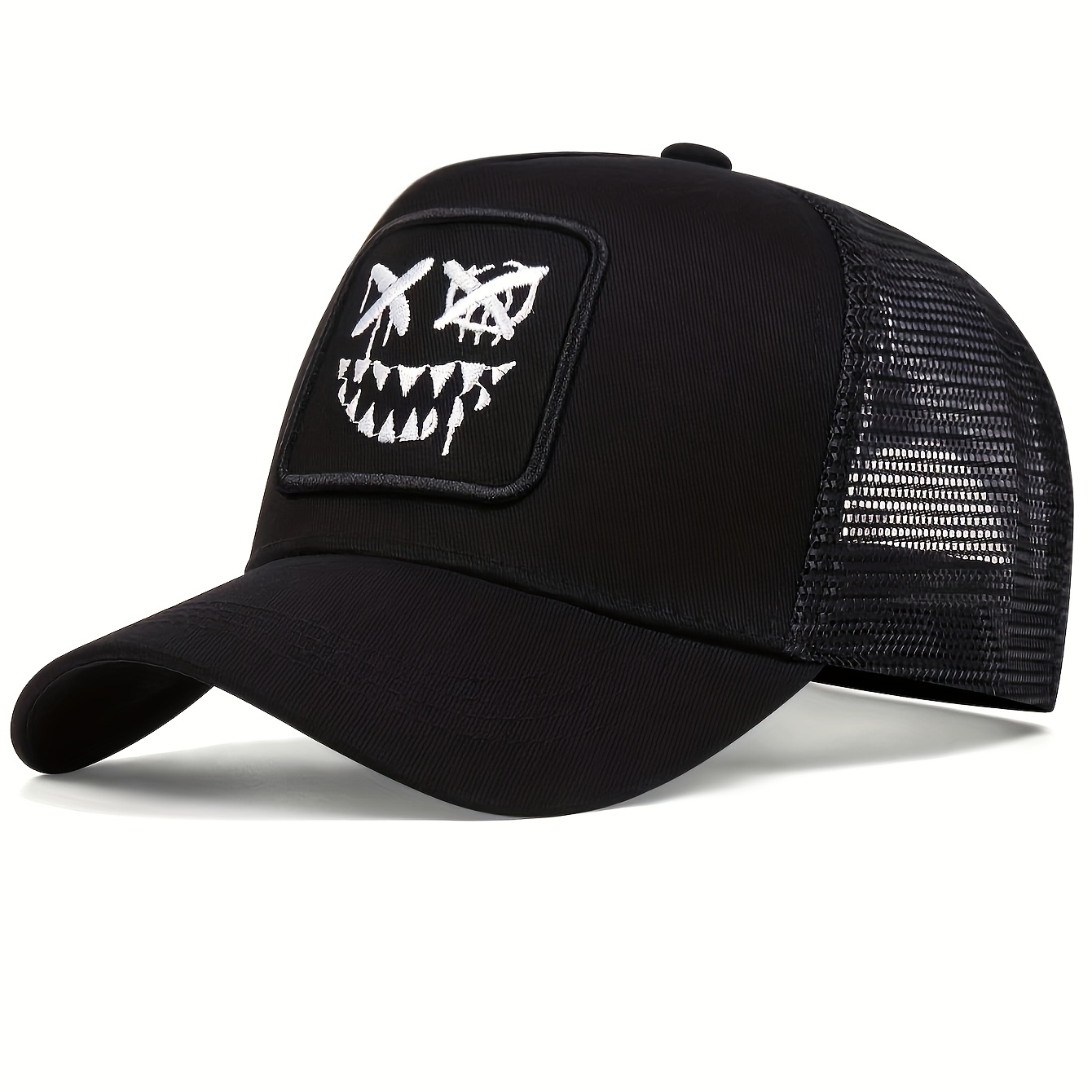 E-shop RESTZONE Unisex Verstellbare Baseballkappe mit Besticktem Gesichtsdesign – 100% Polyester Sonnenschutz-Lieferantenmütze für Reisen, Urlaub &