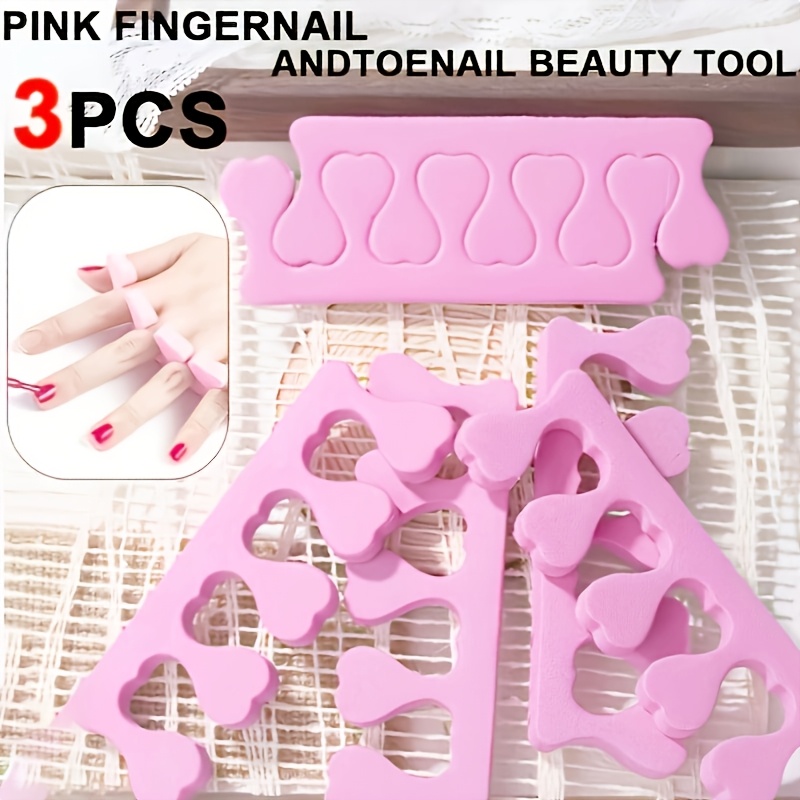 3pcs Pink Toe Separators, Nail Polish Flowers, Nail Salon Special, Home Nail Tools, Unisex, Beginner Friendly And Non-stinging, Nail And Foot Care, Cost- Auxiliary Tools