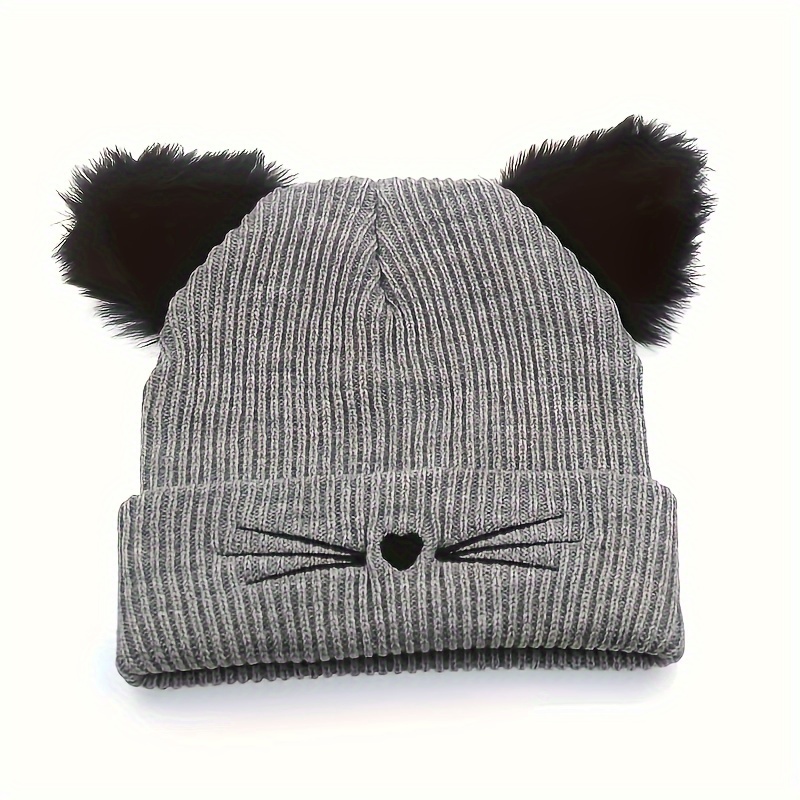 Cat Ear Hat Embroidered Cap Cute Autumn Winter Warm Beanie