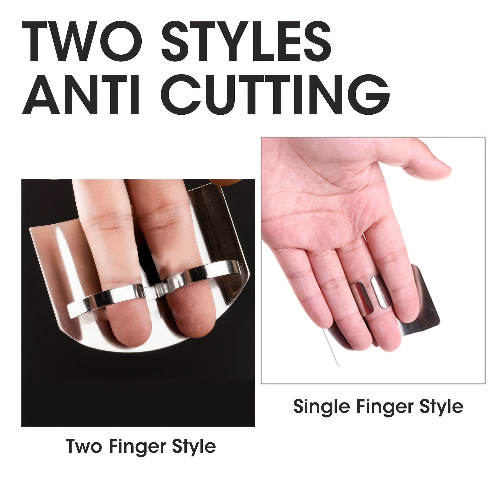 2pcs Stainless Steel Finger Guards, Vegetable Cutting Protectors, Kitchen Tool Finger Guards, Suitable For Slicing And Chopping (1 + 1 Double Finger)