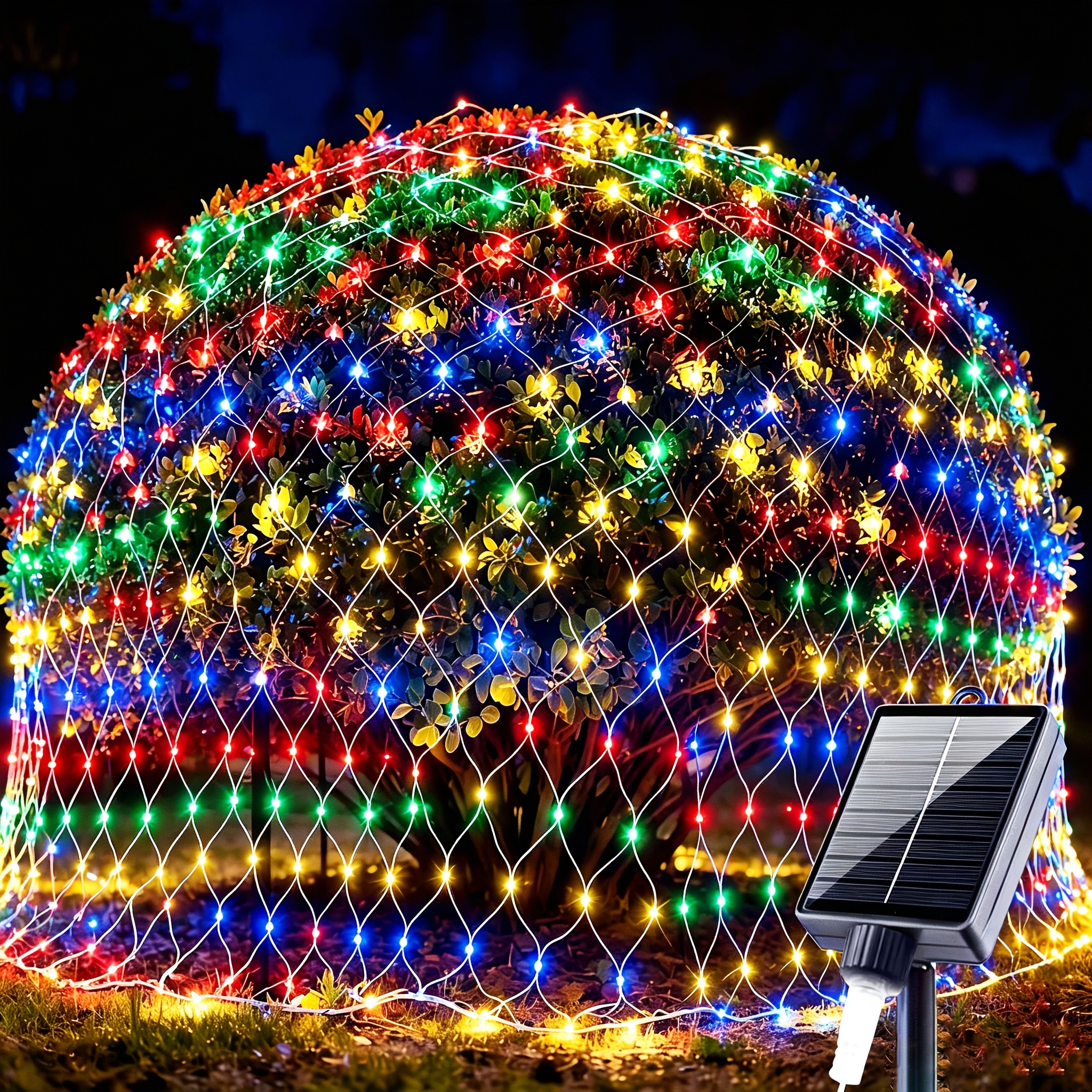 TEMU 1 pièce Guirlande Lumineuse d'Extérieur avec 197/97 LED, Blanc Chaud et Multicolore, Convient pour Décorations d'Halloween/Noël, Capteur de