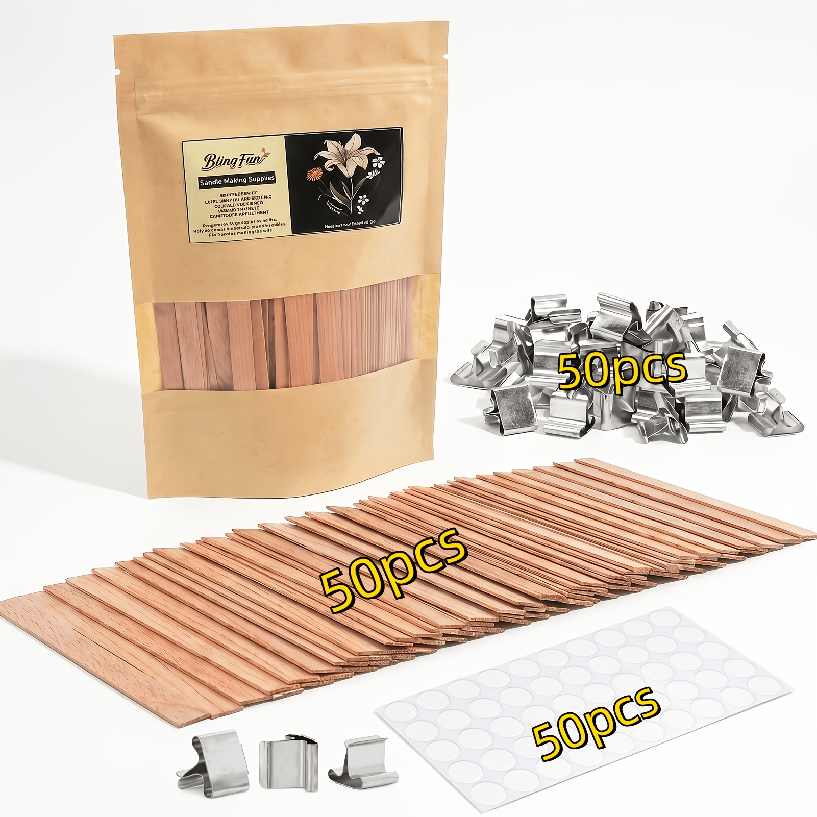 TEMU 150pz/60pz Stoppini per Candele - Stoppini di Cera Pre-Prerilevati per Cera di Soia, Cera d'Api, Cera di - Kit di Forniture per la Fabbricazione