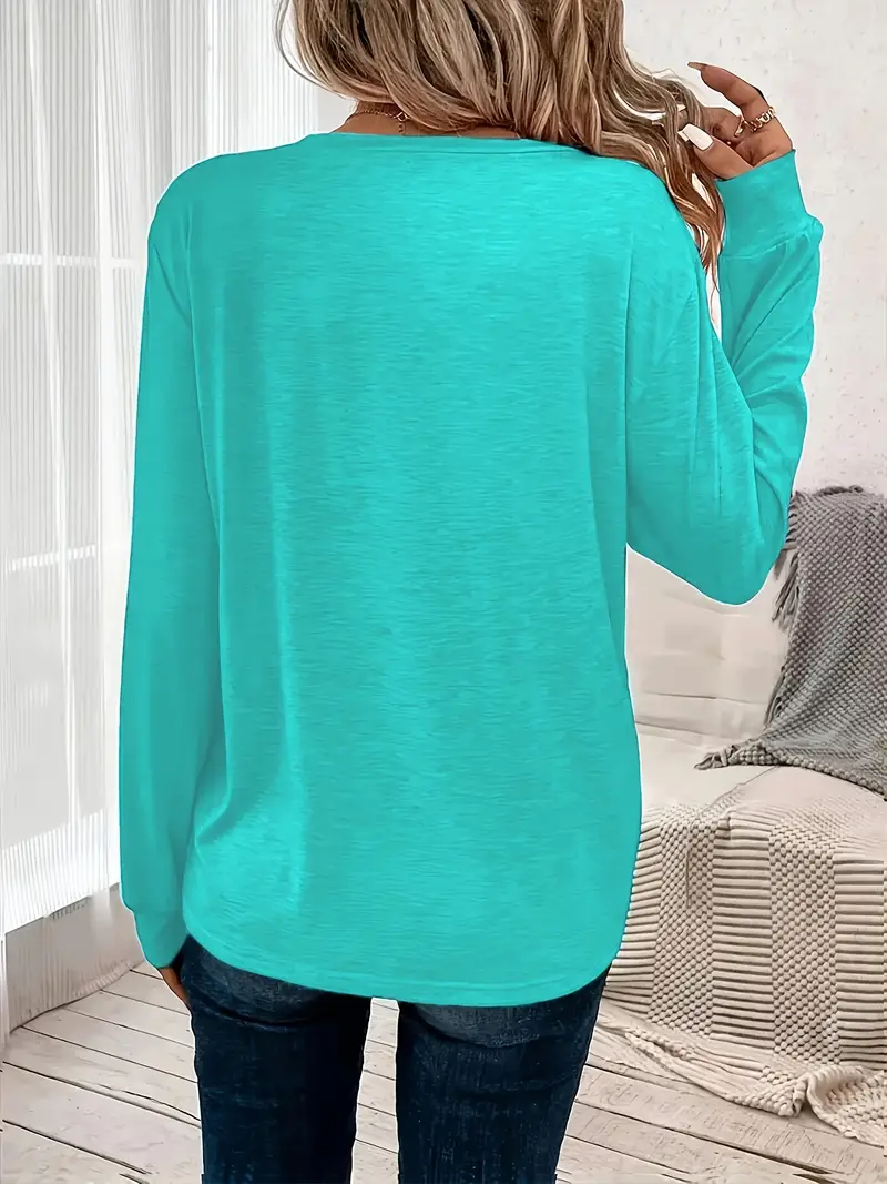 solid color crew neck t shirt casual long sleeve t shirt for womens clothing Product details 9