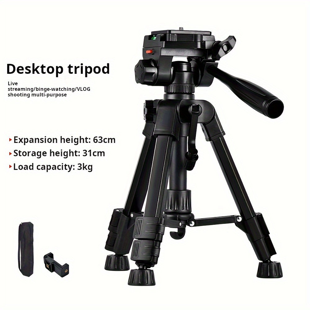 

Compact Travel Tripod With 3-way Pan/tilt Head, Quick Release Plate & Carrying Bag - Lightweight Aluminum Alloy For Dslr Cameras