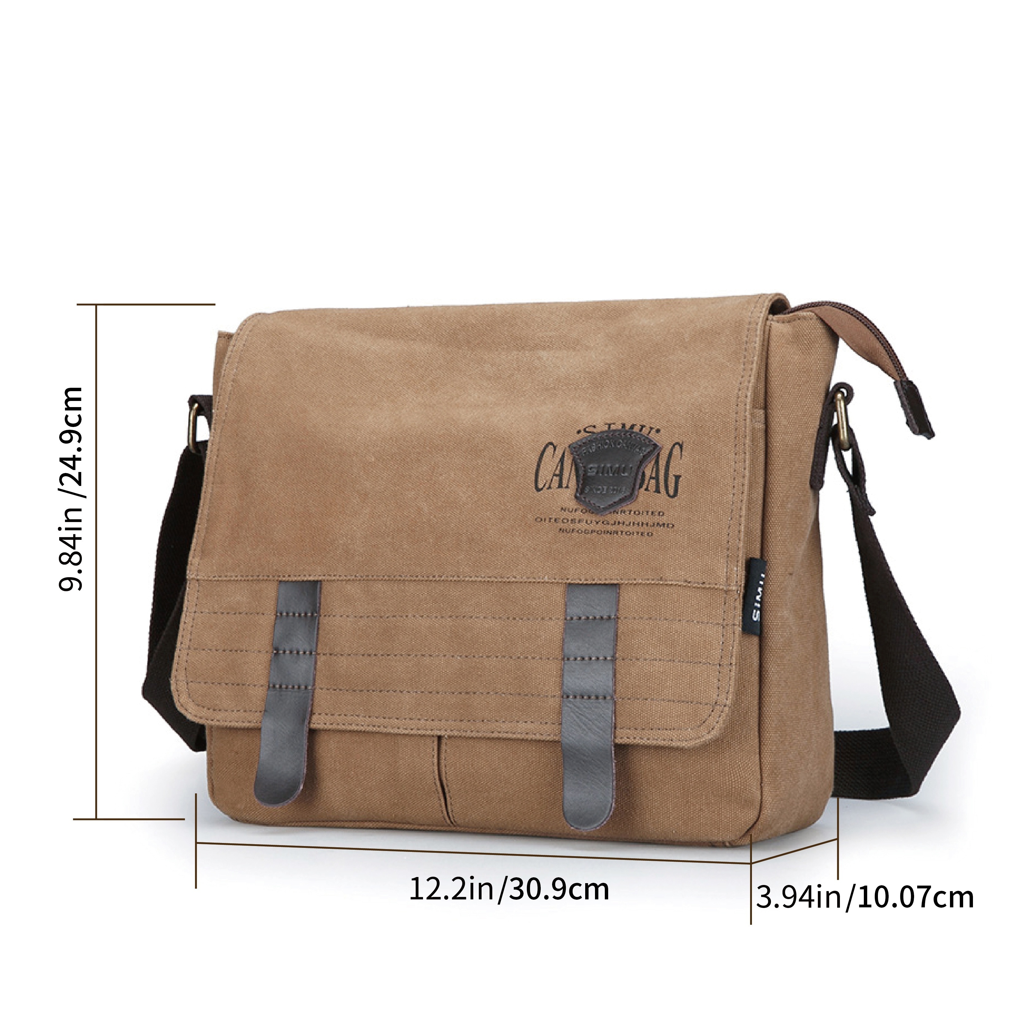 canvas messenger bag retro causal flip satchel sling bag for men slant shoulder bag tablet laptop briefcase for daily commuting daily use details 3