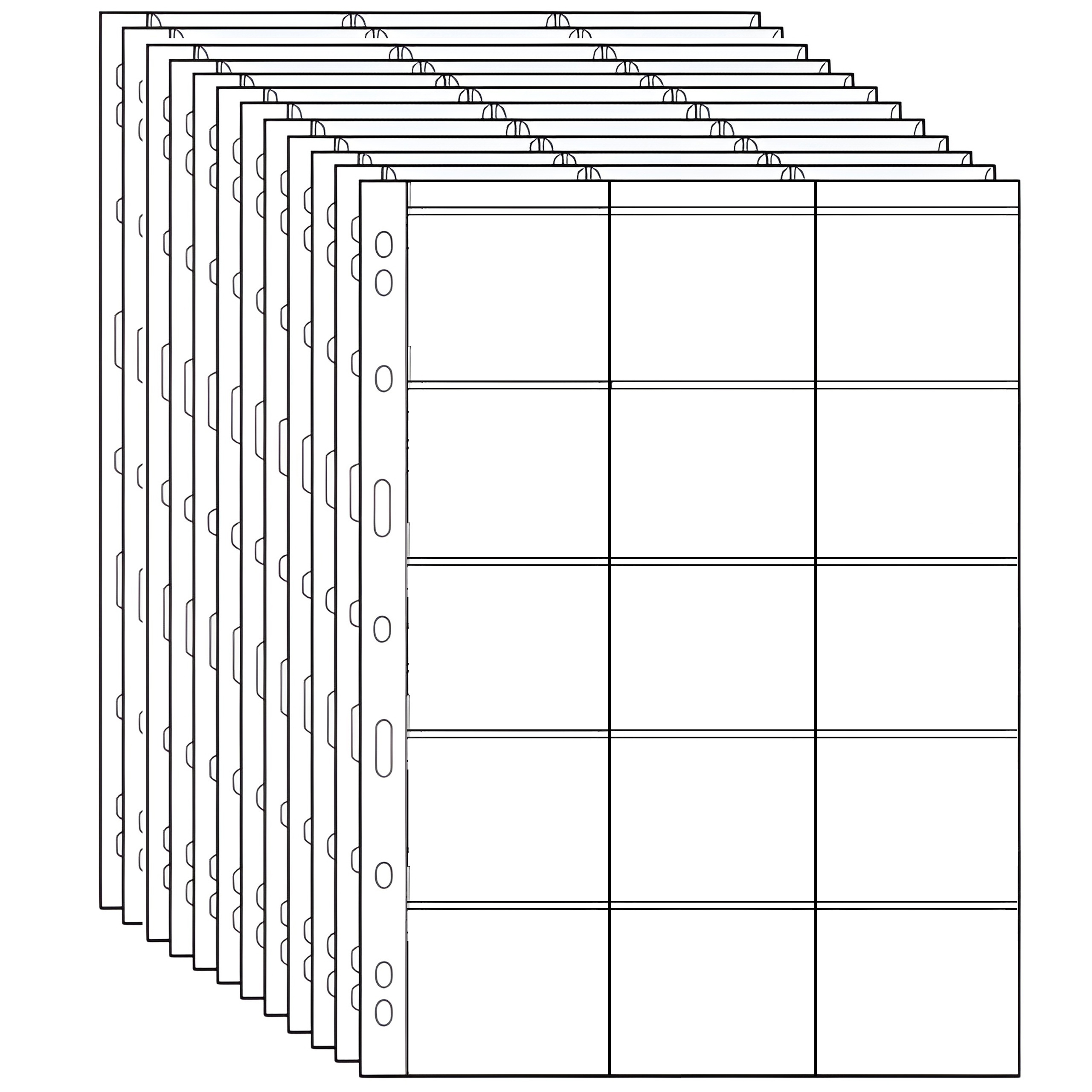 

High Quality 10 Pages 15 Grid Coin Collection Page Set - Suitable For Coin Collection, Medals, Notes, Tokens, Badges, Sd Cards - High , Waterproof And - Standard 9-hole Adapter -