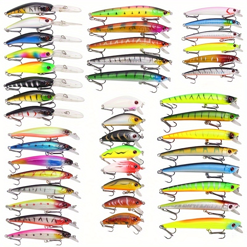 

43pcs Minnow Fishing Lures Kit - Hard Plastic Tackle Baits For Freshwater And Saltwater Fishing