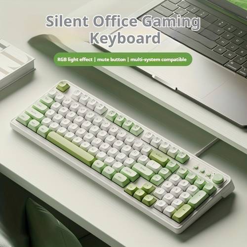 wired silent gaming keyboard with ow backlight quiet typing keys anti usb plug and play for laptop desktop pc office and gaming use