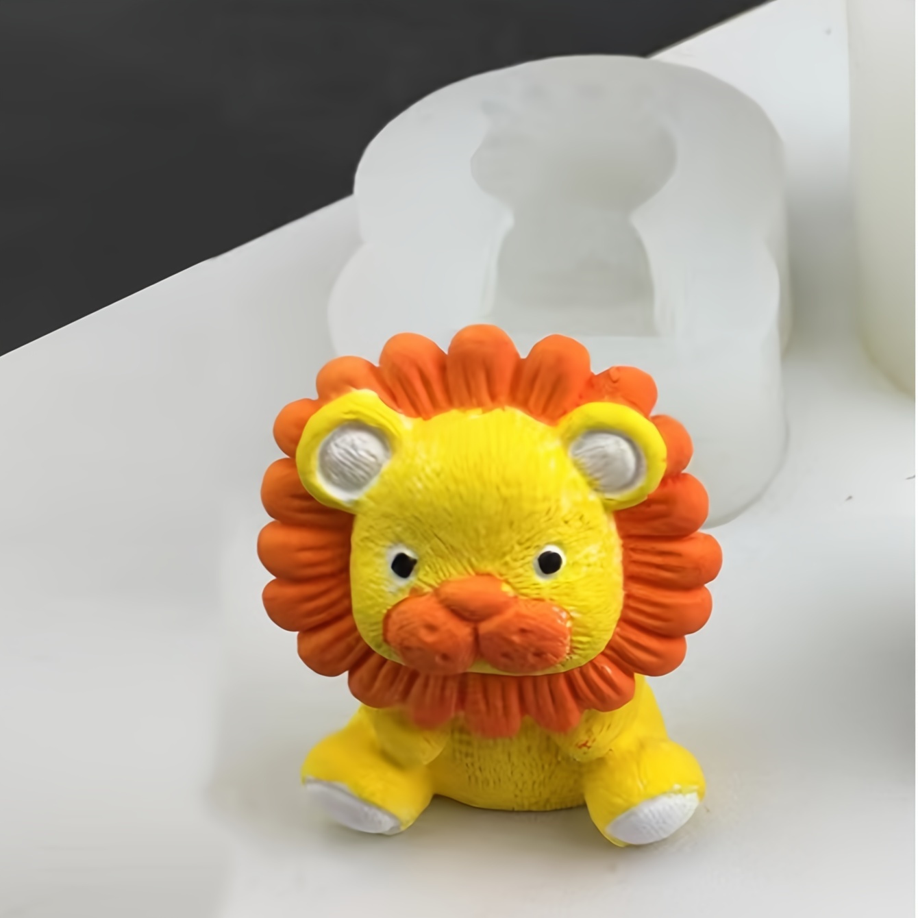 

Diy 3d Cartoon Lion Silicone Mold For Candles & Crafts - Flexible, Yellow Silicone With Cute For Aromatherapy Candles & Plaster Projects