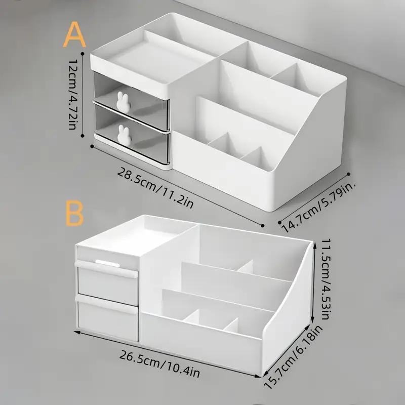 1pc white multi functional cosmetic organizer with drawers plastic makeup storage box for vanity bathroom or desk perfect gift for mom teacher or home decor organizes skincare brushes and more vanity accessory minimalist organizer makeup organizers storage Product details 2