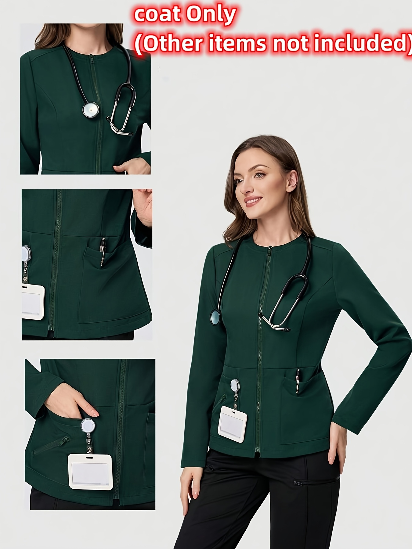 damens elegante gesundheitsfachkrone - arbeitsmantel mit mehreren nutz , leicht zu reinigende oberfläche für krankenschwestern, ärzte, administrationspersonal - büro- & krankenhausuniform jacke, krankenschwesteruniform, professionelle kleidung, schlankes design, strapazierfähiges material, funktionale  , arbeitskleidung für krankenschwestern, moderne arbeitshose, hochwertiges material, schrubbing-mantel, krankenschwestern und ärzte 0