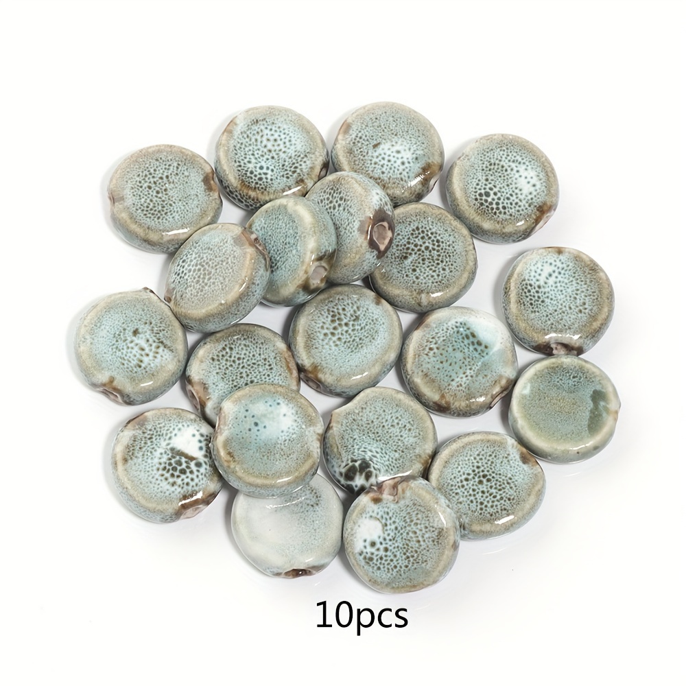 10-pack Flat Ceramic Flower Glaze Beads For Diy Crafts, Handmade Friendship Bracelets, Necklaces, Jewelry Making, Earring Components, Mixed Ceramic Bead Assortment Kit