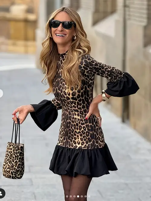 new elegant mini dress with neckline, long sleeves, and leopard print for ladies, suitable for spring, autumn, and winter in europe and america | Free Shipping On Items Shipped From Temu | Temu new elegant mini dress with neckline, long sleeves, and leopard print for ladies, suitable for spring, autumn, and winter in europe and america | Free Shipping On Items Shipped From Temu | Temu