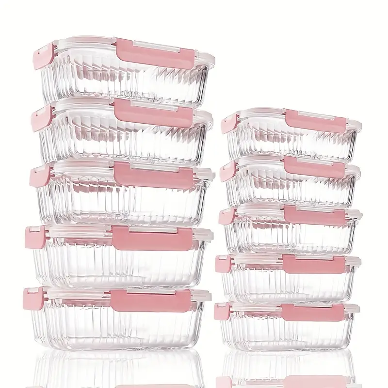 21pcs 10 glass bowls 10 sealed lids 1 dishcloth of high borosilicate sealed lid food storage container glass reusable suitable for food storage in microwave ovens ovens refrigerators dishwashers offices schools and camping Product details 7