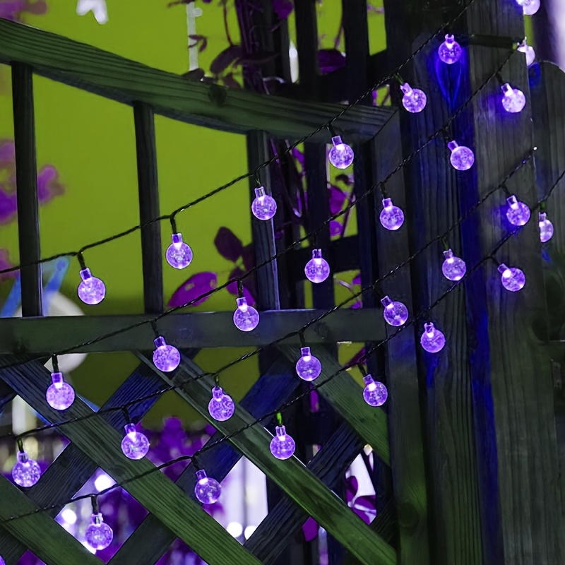 Eight functions of solar energy purple Bubble ball light string Ball diameter 1.7cm/0.67inch, Halloween decorative lights, Festival atmosphere lamp, 1 string, 5 meters and 20 lights or 6.5 meters and 30 lights