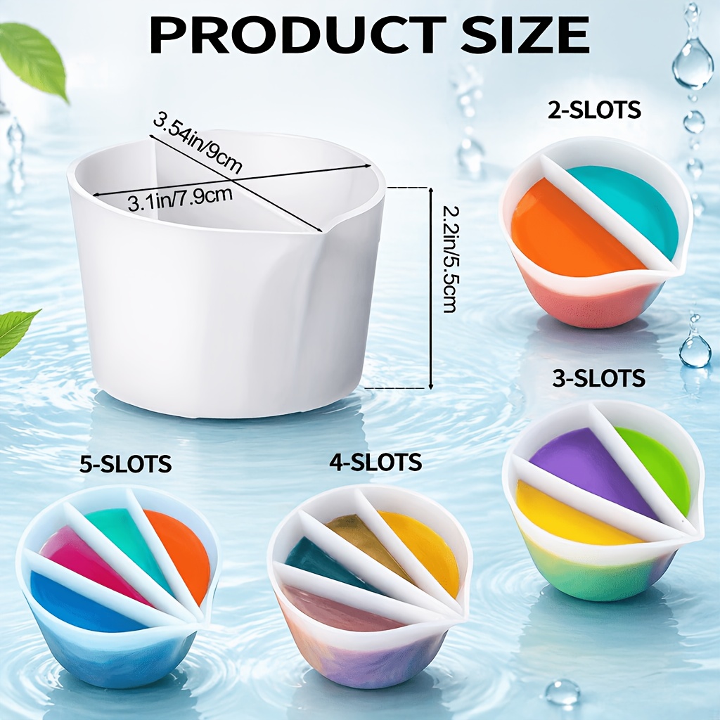 TEMU 4pcs Pack 4pcs Suitable For Diy Resin Crafts, Reusable Silicone Split Cups With 2-5 Channel Dividers | Thickenable Resin Mixing Cups For ,