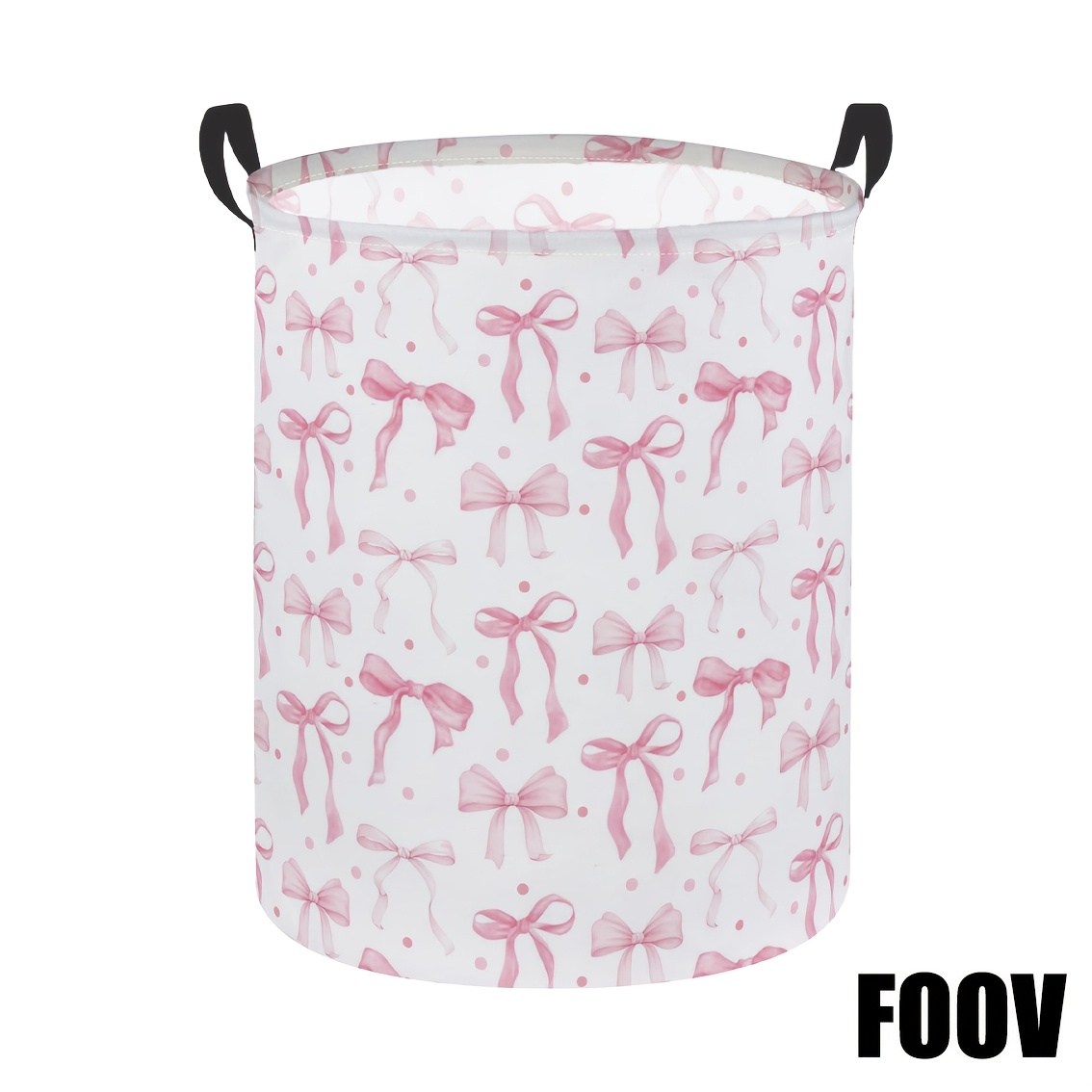 TEMU A Large, Foldable Storage Basket Featuring A Soft And With Pink Polka Dots, Perfect For Holding Dirty Laundry. Ideal For Use In The Bedroom,