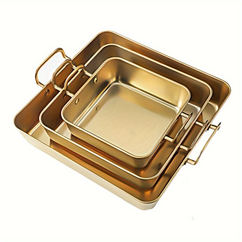 TEMU Set Of 3 Items, Including A Saucer For , Cake Pan, And A Baking Dish Suitable For Casseroles And, Made Of Stainless Steel For Oven Use