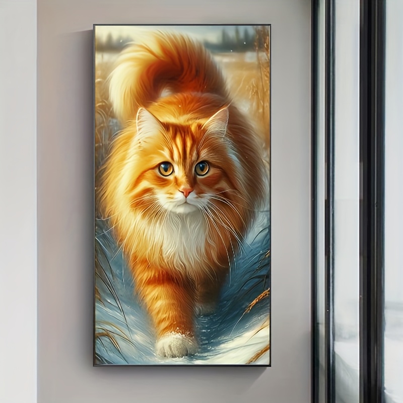 TEMU 2d Diamond Painting Kit, Pet Cat Diamond Painting, Long-haired Diy Diamond Embroiderypet Decoration Diamond Stickers, Nordic Style Cat Diamond