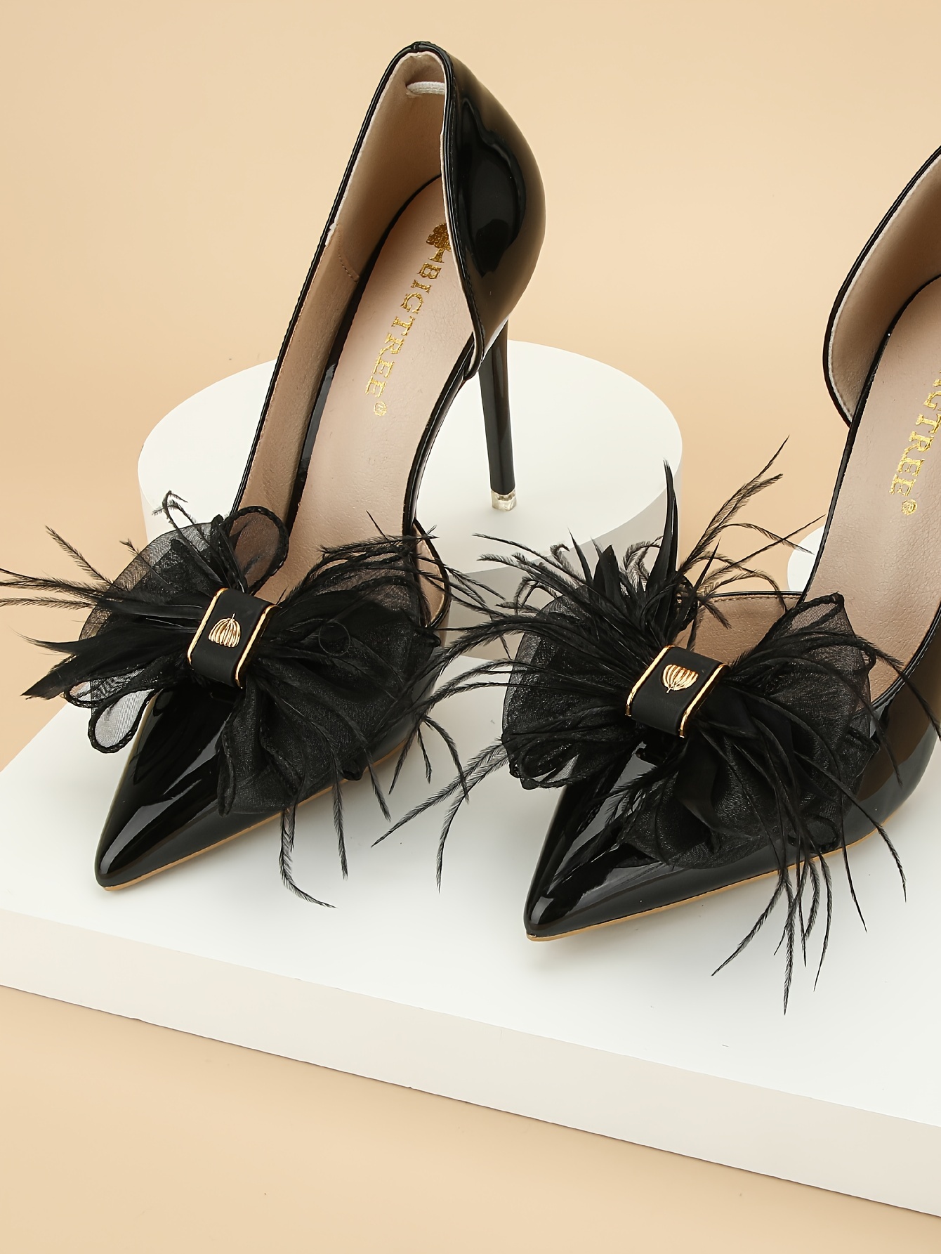 2pcs Feather Mesh Bowknot Design Shoe Clips, Detachable Wedding Shoe Decoration Accessories For High Heels