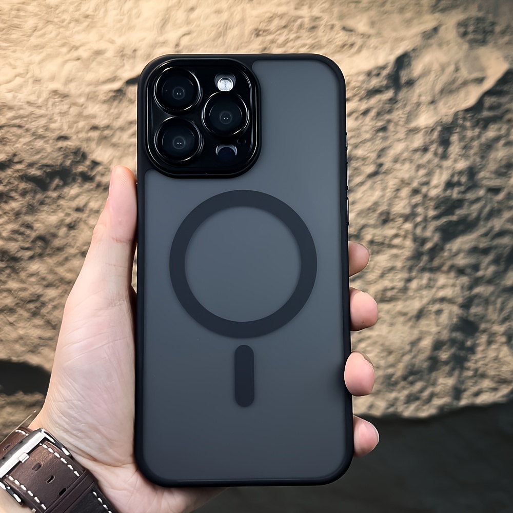 luxury matte transparent magnetic wireless charging case for iphone 15 14 13 12 11 pro max plus with lens protector soft bumper shockproof   hard acrylic back cover details 0