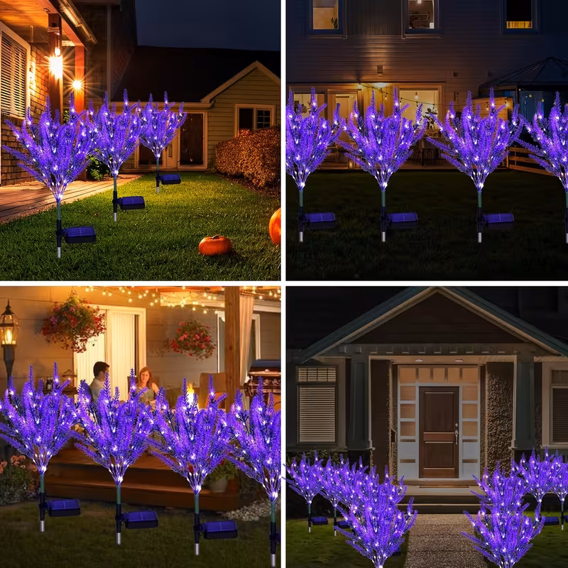 6 buc. lămpi solare cu flori de lavandă | lumini led florale artificiale pentru grădinii exterioare, semi-încastrată, abajur pvc, baterie reîncărcabilă cu Detaliile articolului 5