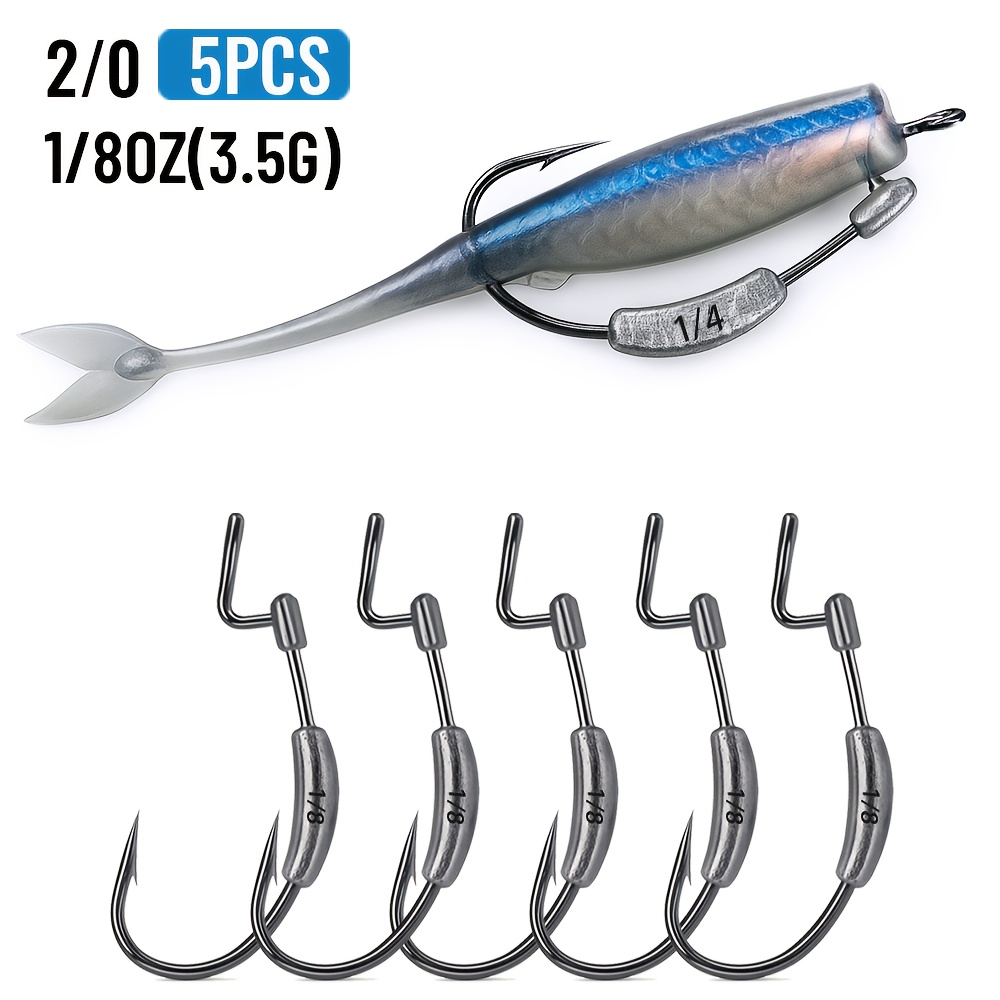 TEMU Ganci con Piombo �� 5 Pezzi �� Disponibili: 1,75g, 3,5g, 5g, 7g �� Ganci Singoli Qualit� per la Pesca con Esche Morbide �� Resistenti e Affidabil