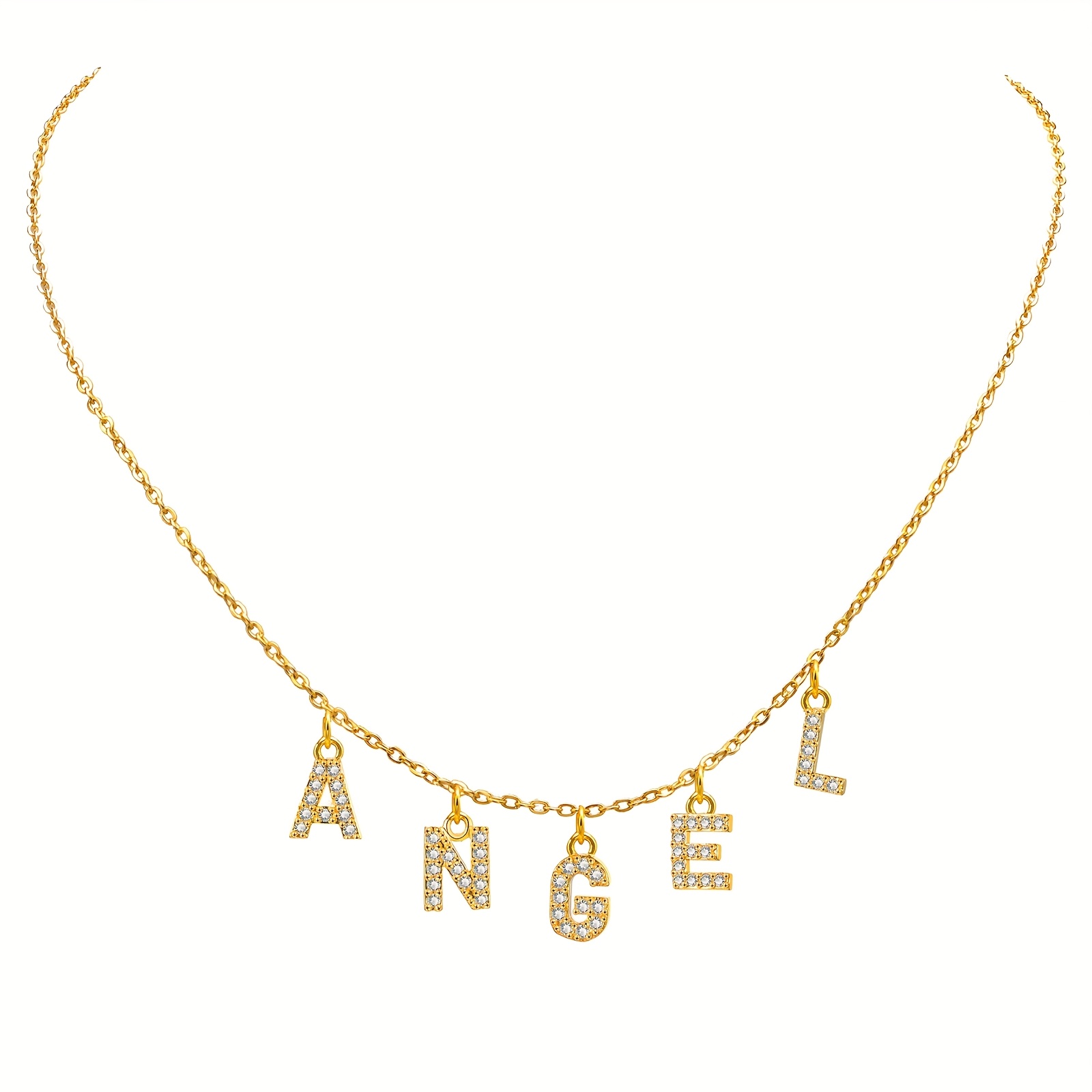 E-shop [Unterstützt ausschließlich personalisierte englische Großbuchstaben] 1 Stück Damen-Namenshalskette, exquisite künstliche