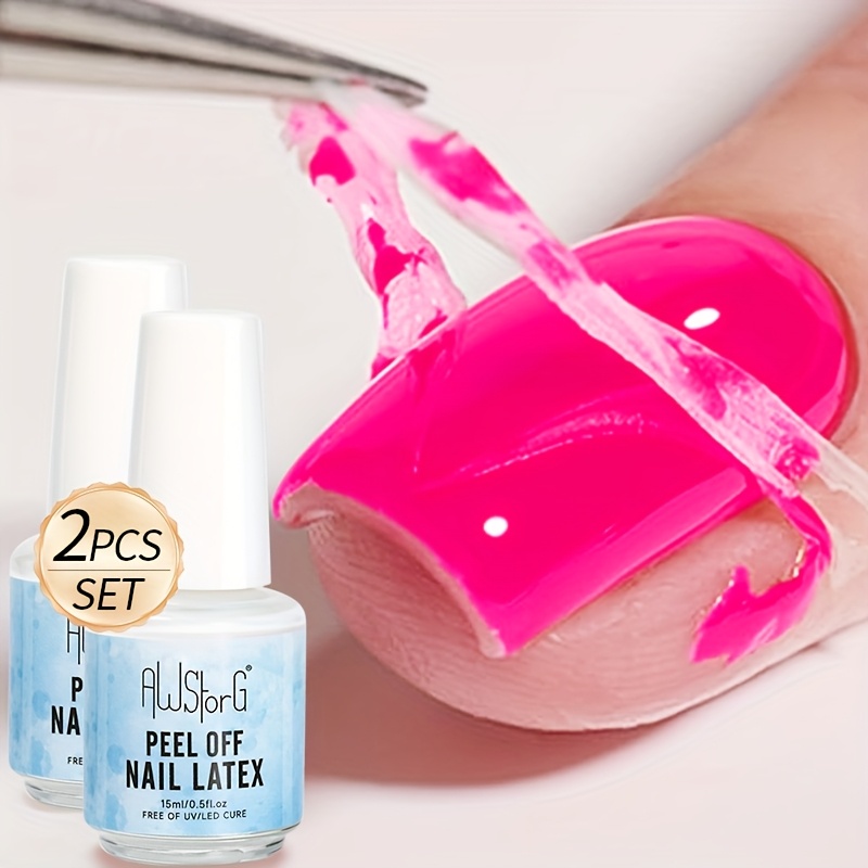 Awstorg 2pcs 15ml Nail Off Liquid Anti-overflow Edge Latex Tape, Off Cuticle Guard Nails Finger Lacquer Protector, Manicure Polish