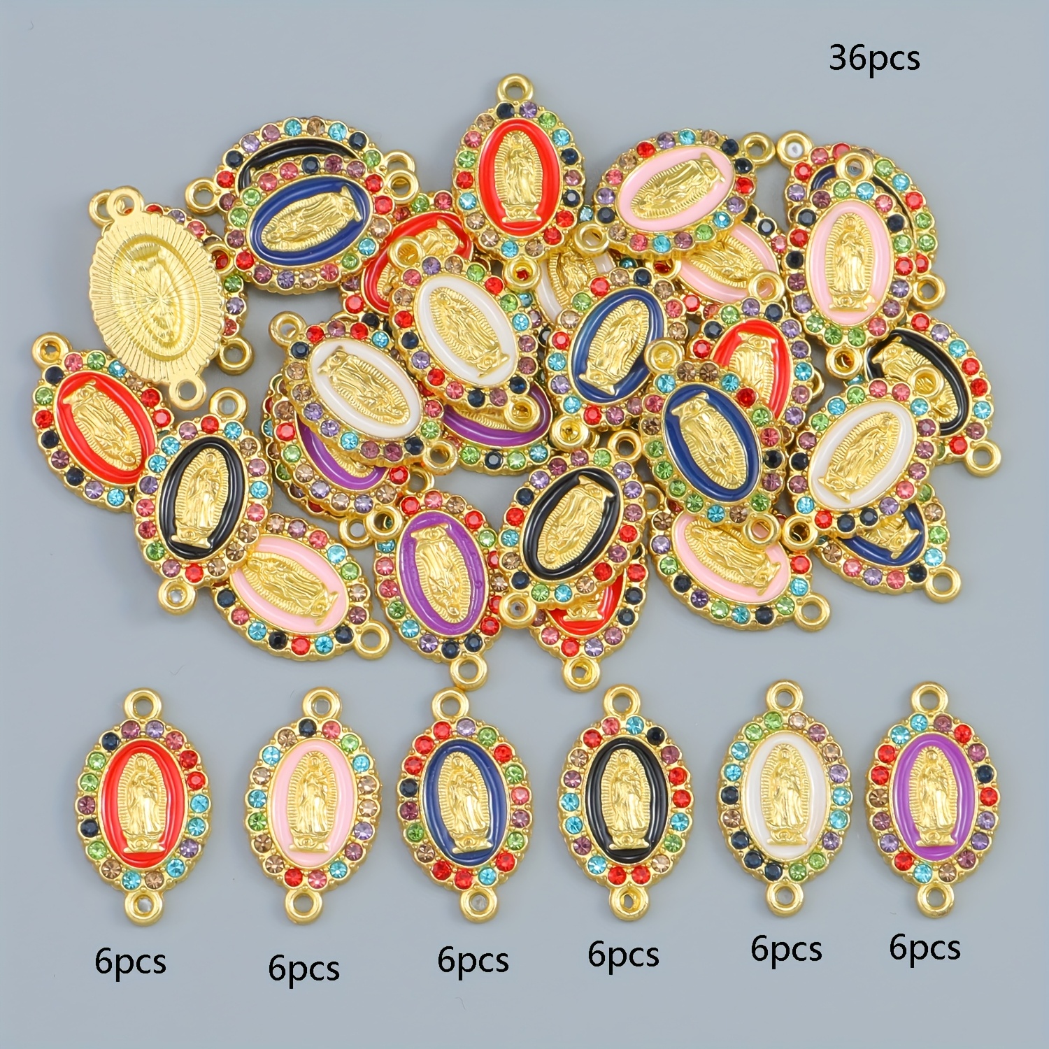 36pcs Drill Virgin Mary Pattern Small Pendants for DIY
