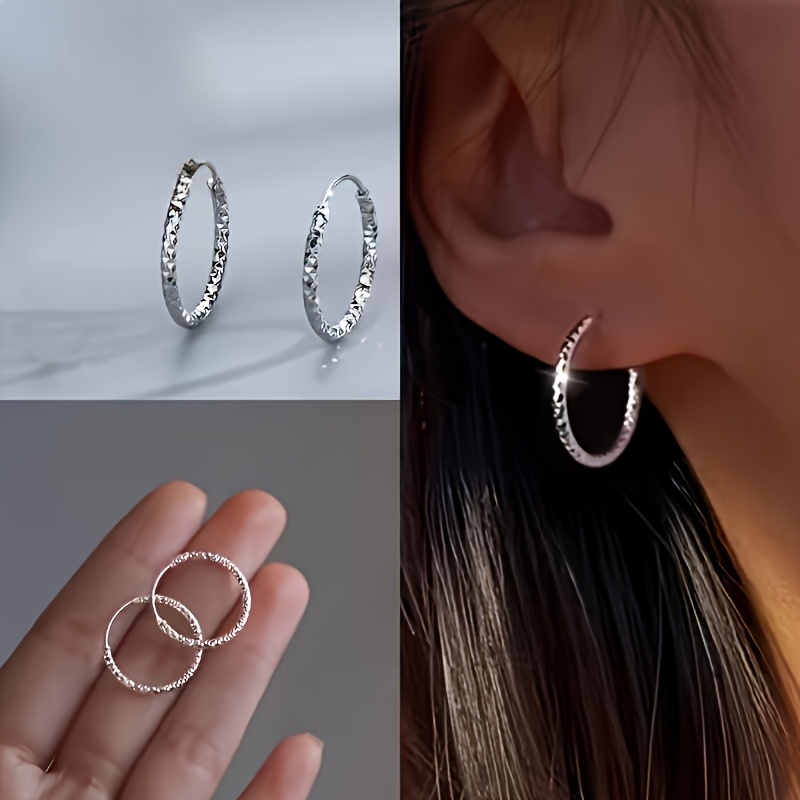 TEMU Pendientes de cielo estrellado de acero inoxidable 316 para el verano 2026 - Joyería de moda minimalista - Superficie plateada - Antioxidante -