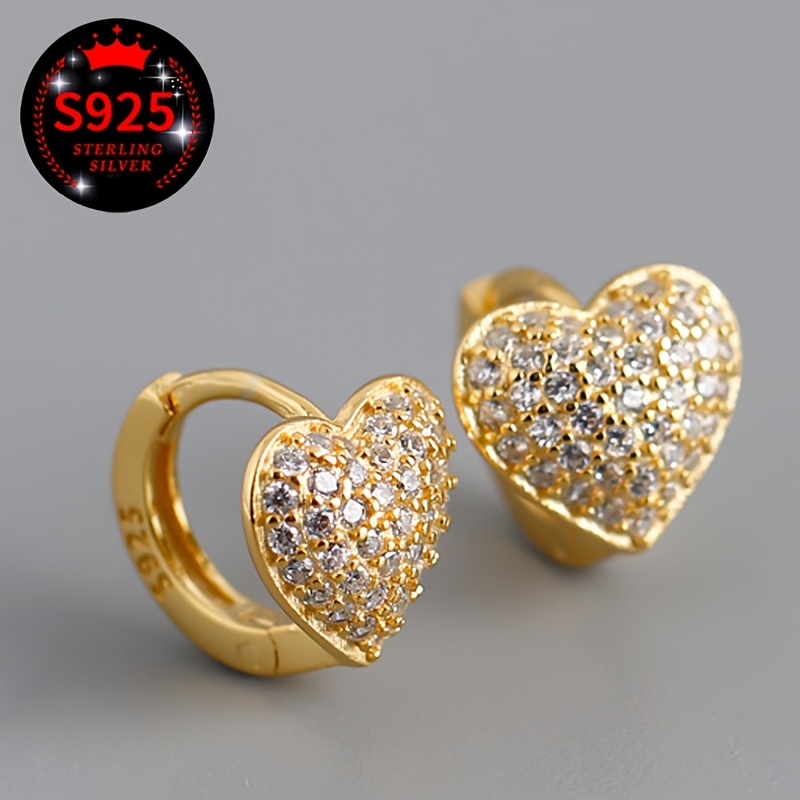 2pcs Studded Zirconia Heart Shaped Earrings with Packaging