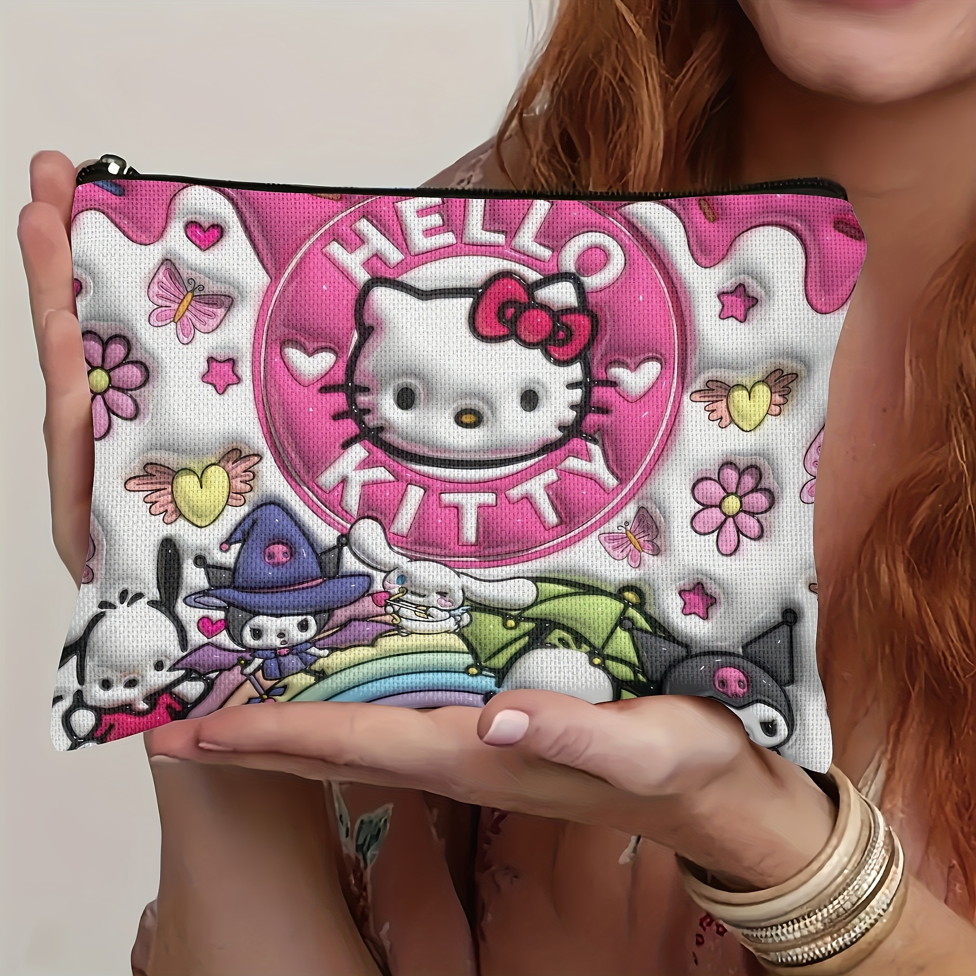 Image of 1pc Bag Of Hello Kitty Large Capacity Cosmetic Bag, Featuring Cute Design, Perfect For Makeup And Travel Essentials - Ideal Christmas, Valentine's Day, And Birthday Gift, Makeup Travel Bag