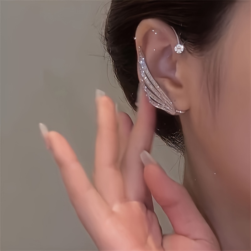 Fashion Rhinestone Light Angel Wing Ear Hook No Piercing Ear Clip