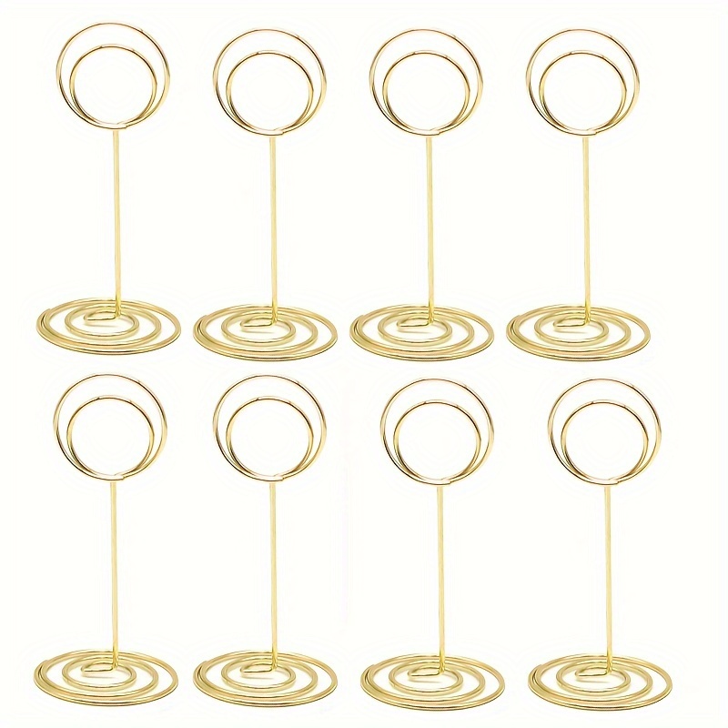 E-shop 8er-Pack goldene Metallkreis-Memo-Halter, Pfauenfuß-Platzkartenhalter, kreative Tischkartenklammern, Bürobotschaftsklammern für Hochzeit,