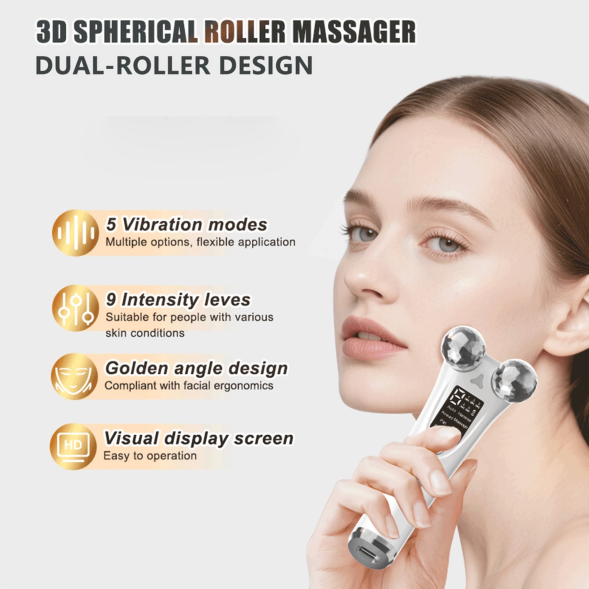 New Electric 3D Facial Massage Roller with Dual-Roller Design