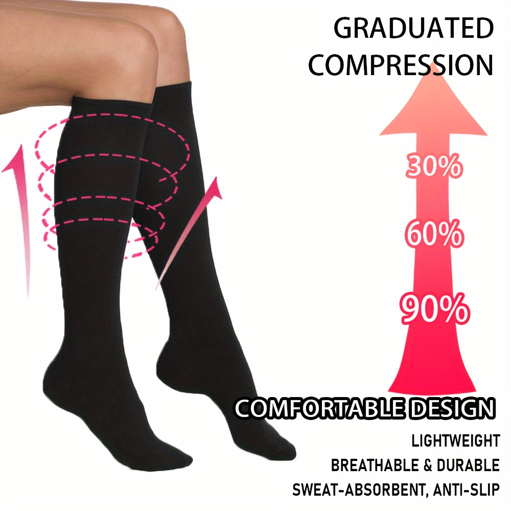 Knee High Breathable Compression Socks Leg Support Elastic - Temu