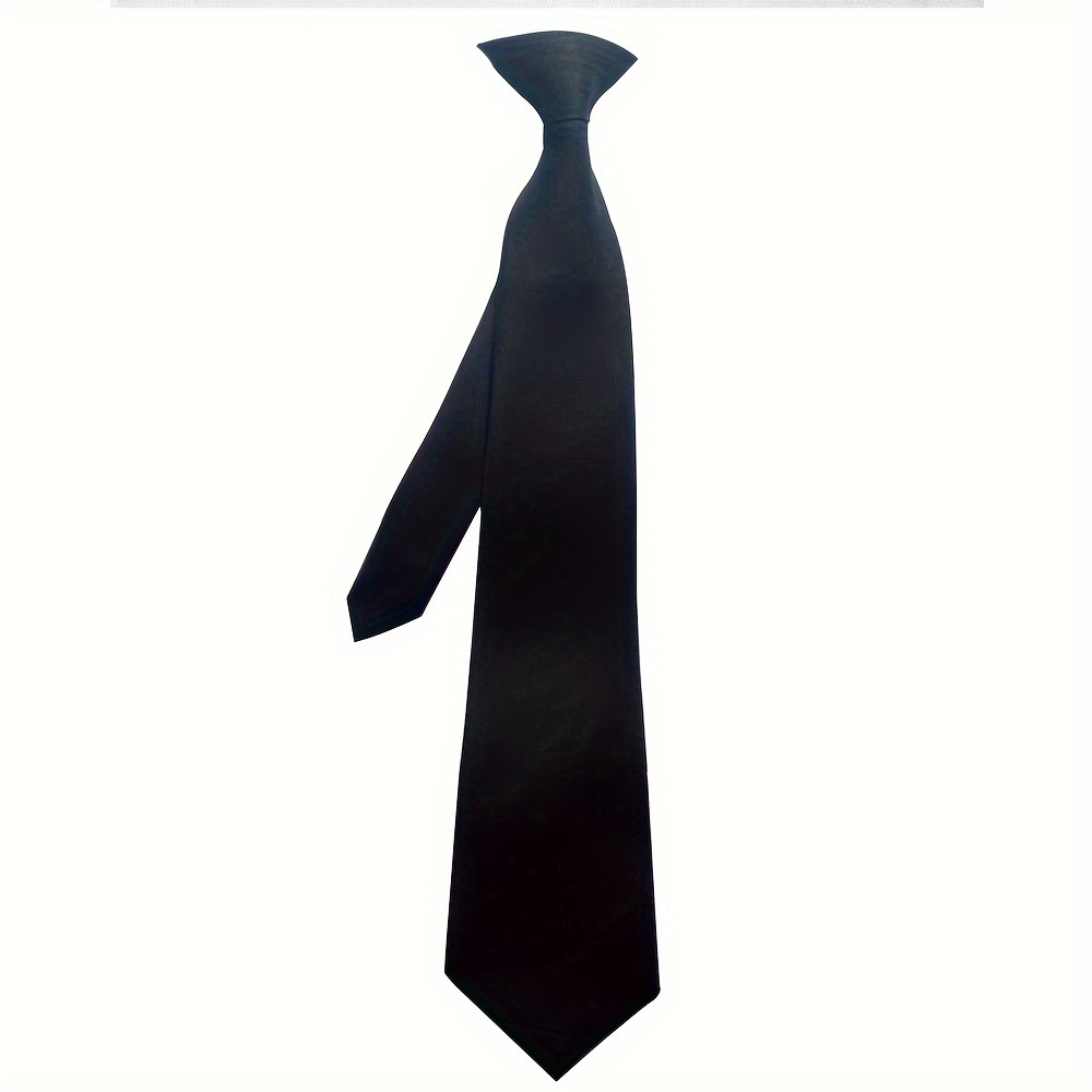 

Men's Black Clip On Tie, Adjustable Neck Strap, Solid Color, Pre Tied Necktie For Office, School Uniforms. Includes Tie Clips Set. Ideal For Wedding.