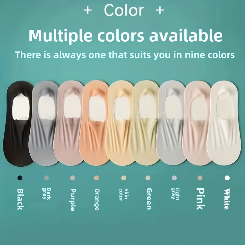 TEMU 9pairs Summer Shallow Mouth Mesh Fabric, Cut Boat Socks, Women's Socks, Ultra-thin Invisible Socks, Silicone Anti Slip And Non Falling Heels