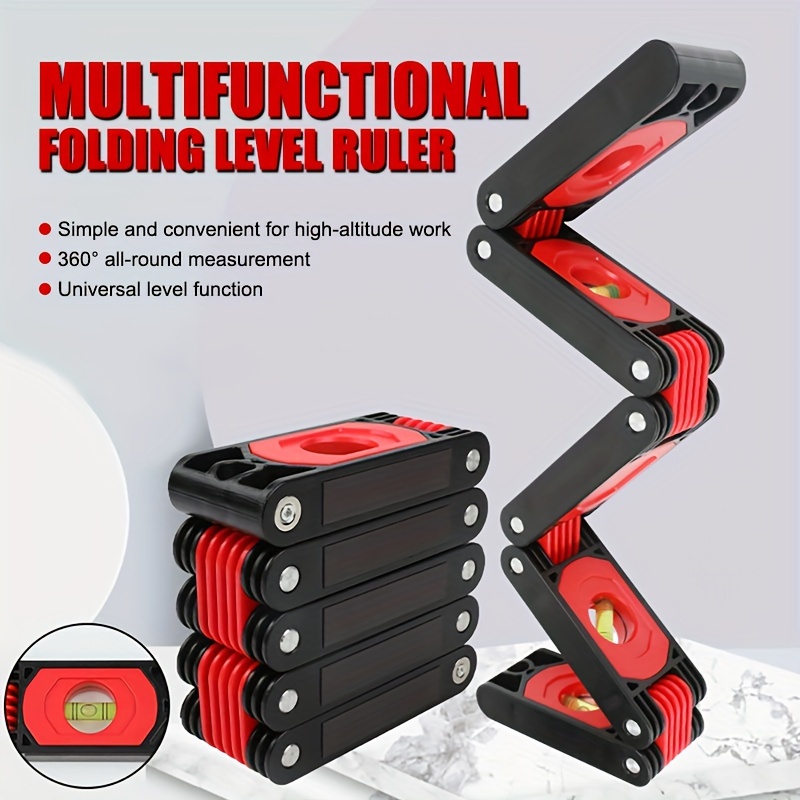 

Multi-functional Folding Level Ruler, 360-degree Swivel Safety Lock, Industrial Precision Measurement Tool, Durable Material, Convenient For High-altitude Work