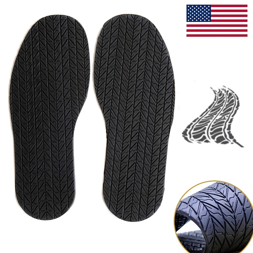 TEMU 1pair Black Rubber Stick On Soles Anti-slip Grip Flat Shoe Repair No Adhesive Us