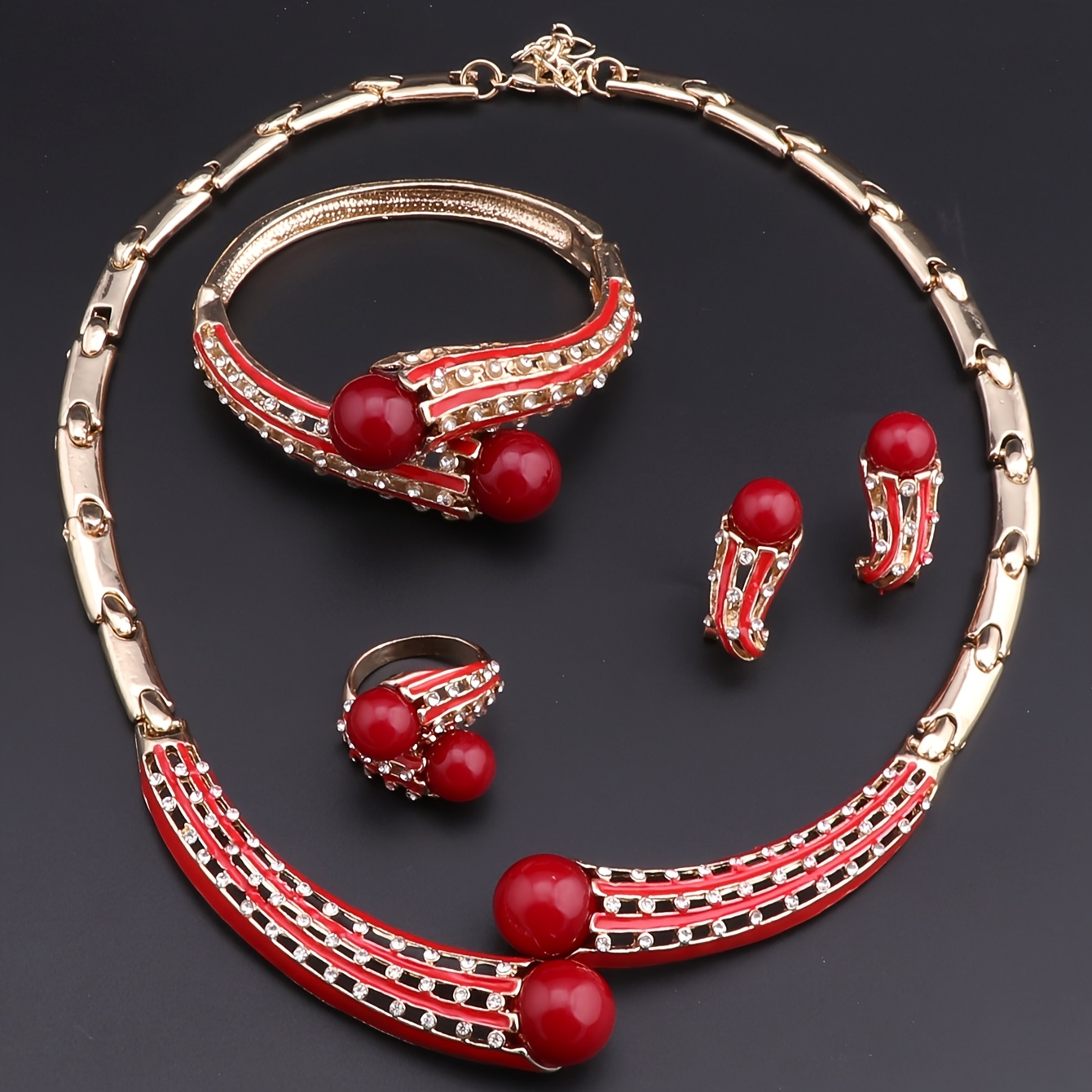 Bridal Rhinestone Simulated Pearl Jewelry Set