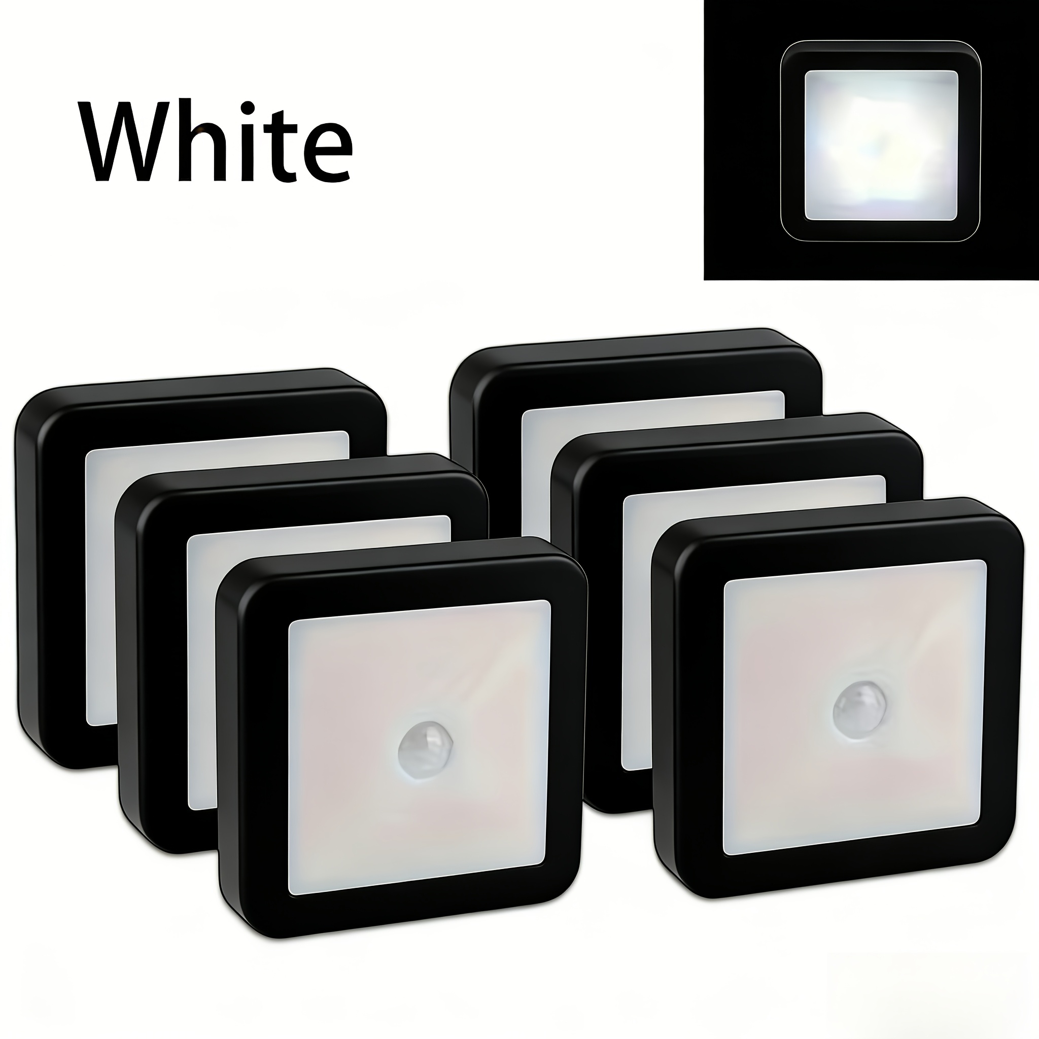 TEMU Lot de 6 lampes intelligentes à détecteur de mouvement, veilleuses LED avec mise /arrêt automatique et détection de corps humain, adaptées pour