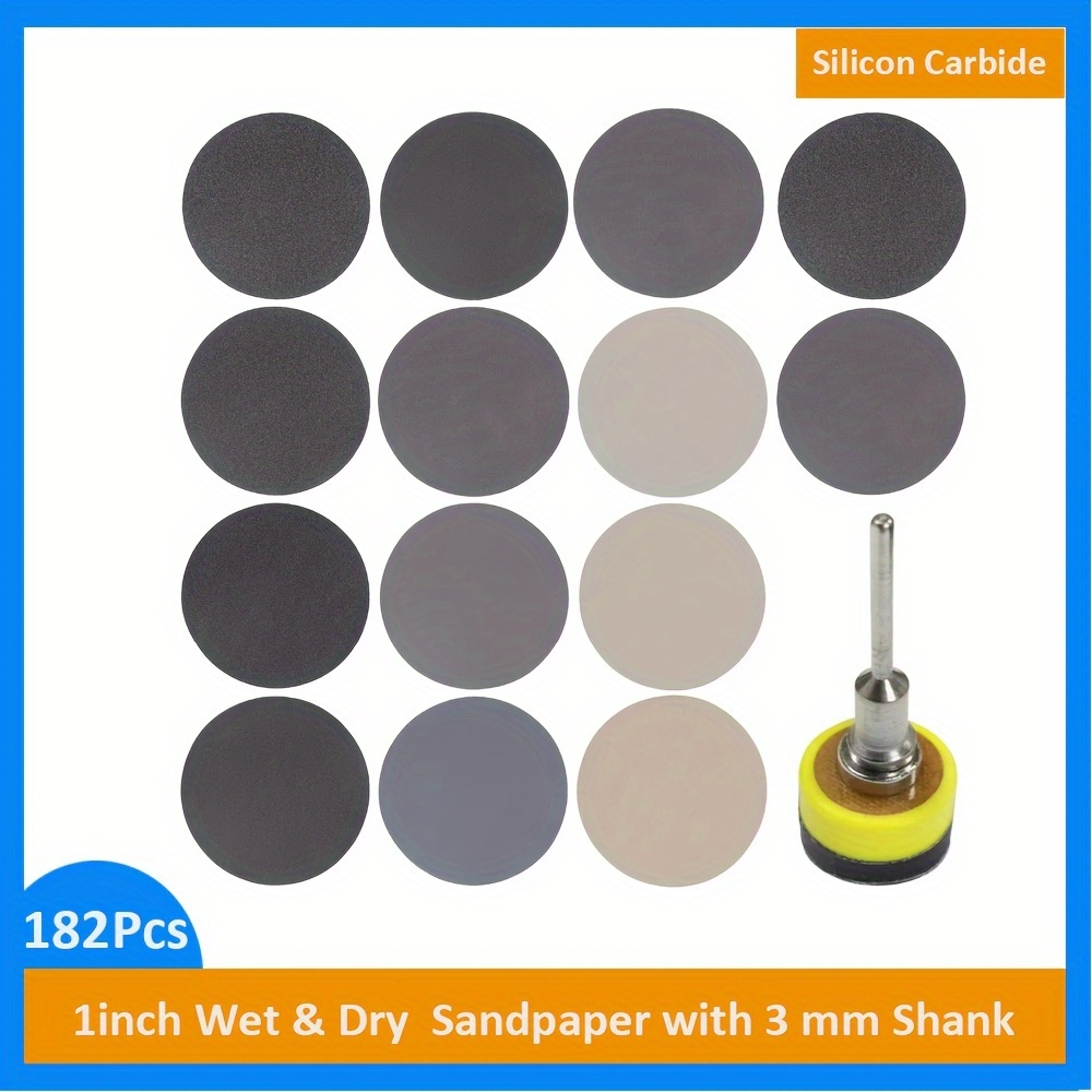 

- Sanding Set - 182pcs Kit 3mm Shank For , Die Grinders And , For Wood, Metal, , Fiberglass, Jewelry, And - Sandpaper In (60/80//240/400/800/1200/3000/5000) For Polishing And Buffing